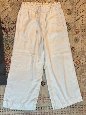 LOFT Wide-Leg Drawstring Pants in White